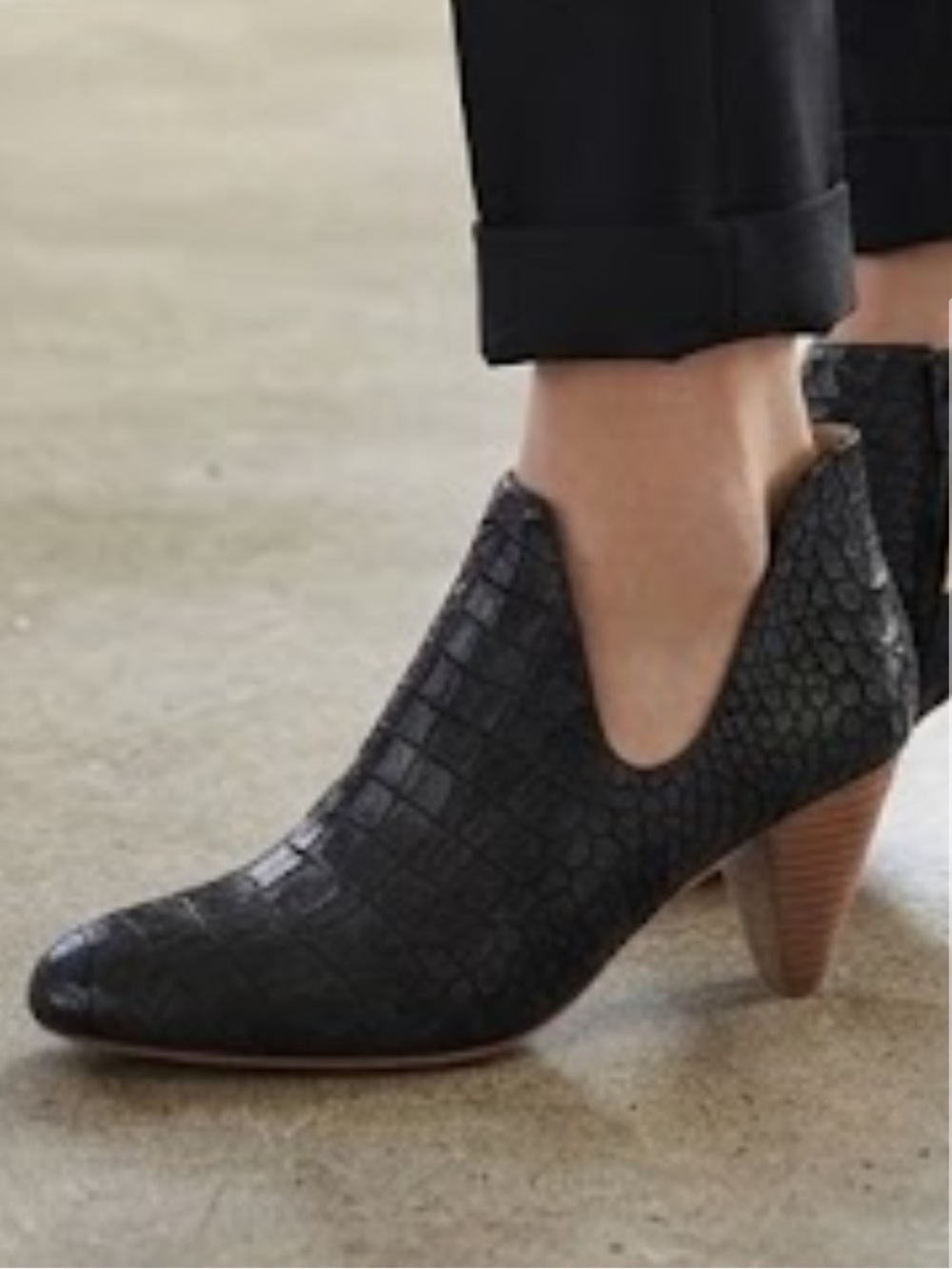 Matt Bernson Jagguar Croc Leather Cutout Heeled Booties